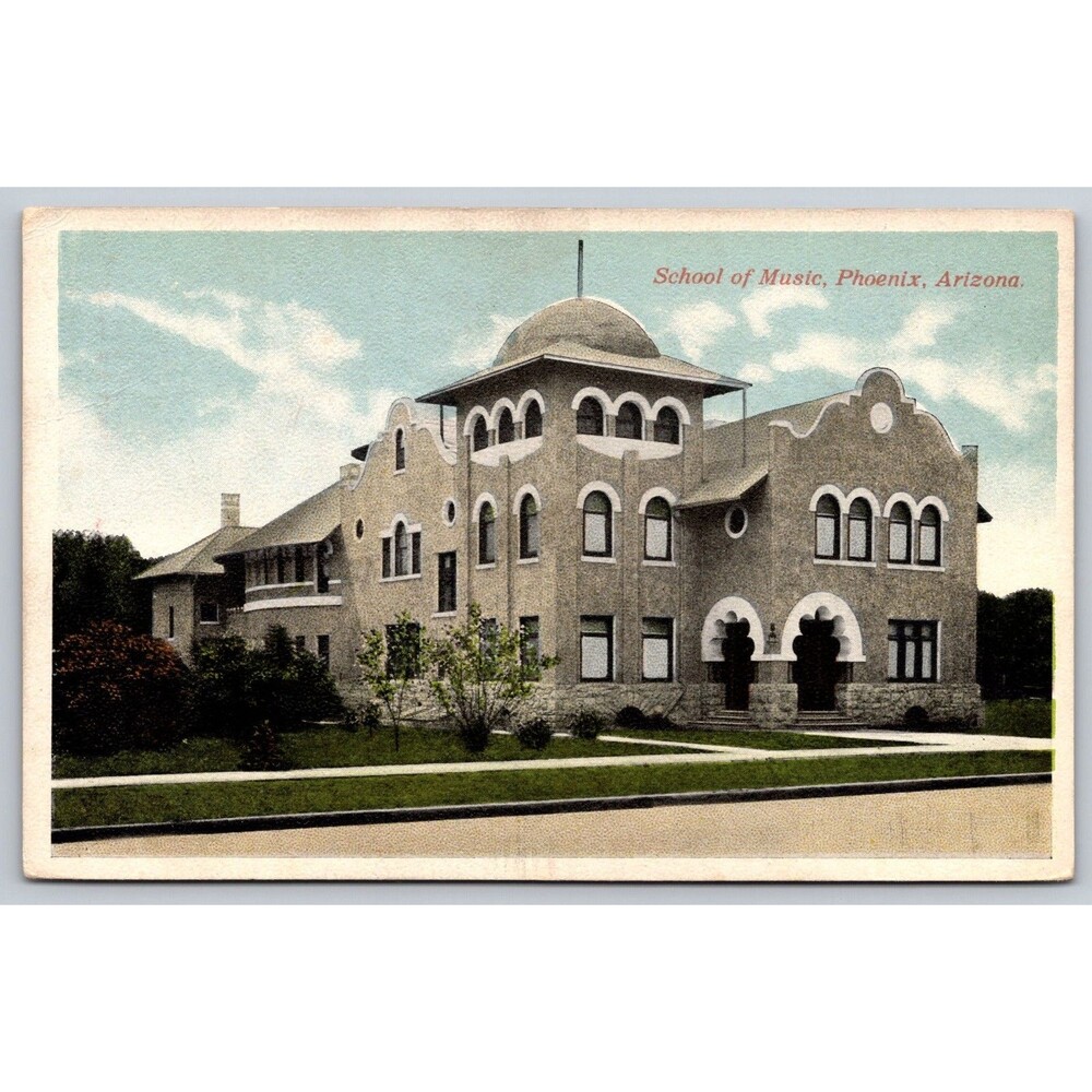 1910s School of Music Phoenix AZ Postcard Kress Octochrome 828 Textured Unused